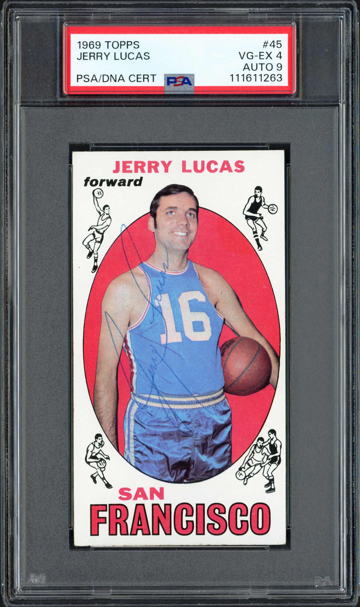 Jerry Lucas Autographed 1969-70 Topps Rookie Card #45 San Francisco Royals PSA 4 Auto Grade Mint 9 PSA/DNA #111611263