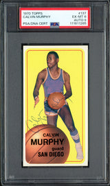 Calvin Murphy Autographed 1970-71 Topps Rookie Card #137 San Diego Rockets PSA 6 Auto Grade Mint 9 PSA/DNA #111611265