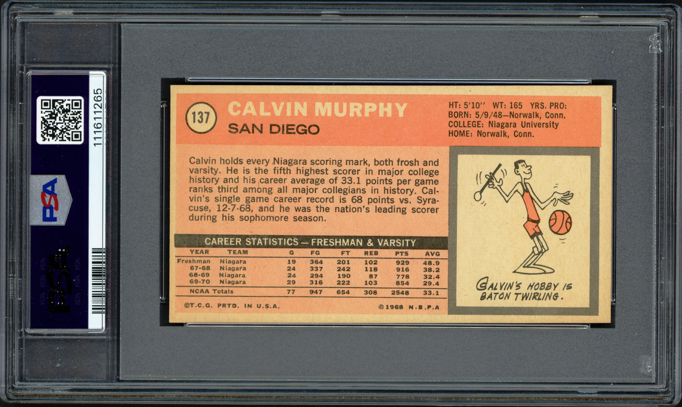 Calvin Murphy Autographed 1970-71 Topps Rookie Card #137 San Diego Rockets PSA 6 Auto Grade Mint 9 PSA/DNA #111611265