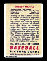 Mickey Mantle Autographed 1951 Bowman Porcelain Rookie Card New York Yankees Auto Grade Near Mint/Mint 8 PSA/DNA #AR06113