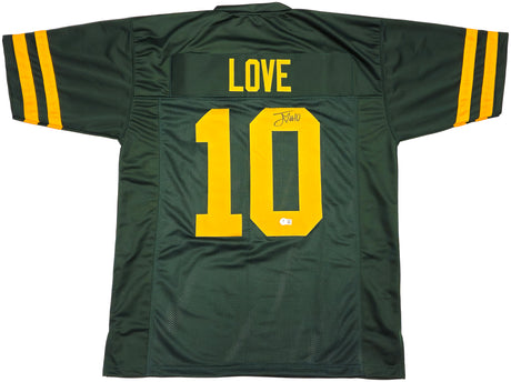 Green Bay Packers Jordan Love Autographed Green Throwback Jersey Beckett BAS Witness Stock #232819
