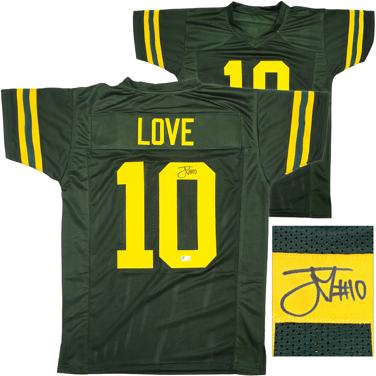 Green Bay Packers Jordan Love Autographed Green Throwback Jersey Beckett BAS Witness Stock #232820