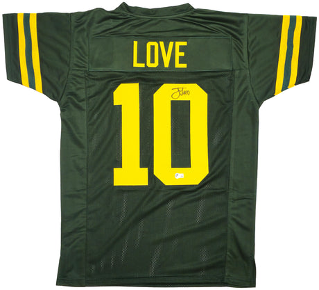 Green Bay Packers Jordan Love Autographed Green Throwback Jersey Beckett BAS Witness Stock #232820