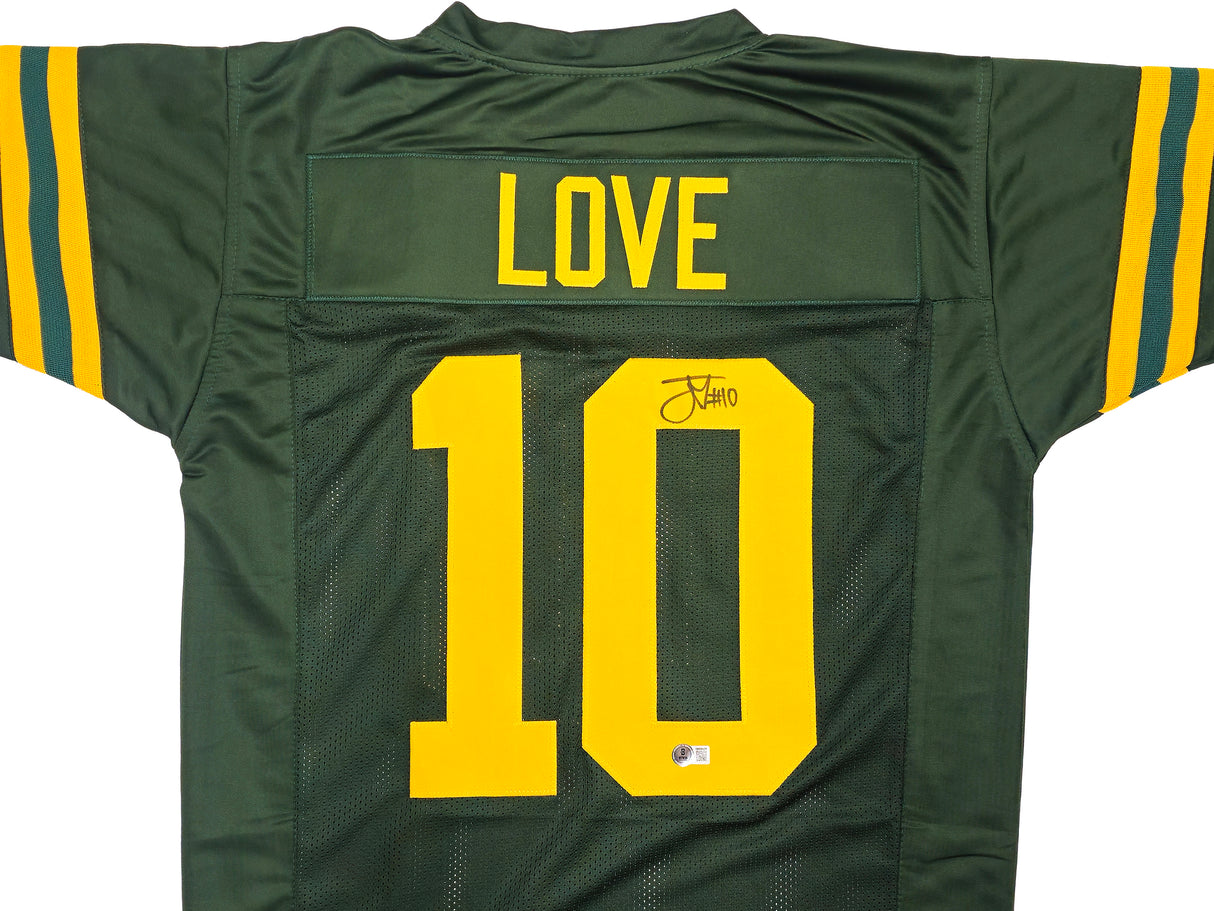 Green Bay Packers Jordan Love Autographed Green Throwback Jersey Beckett BAS Witness Stock #232820