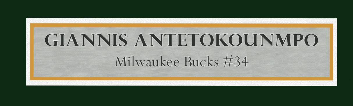 Milwaukee Bucks Giannis Antetokounmpo Autographed Framed Green Jersey Beckett BAS QR Stock #265448