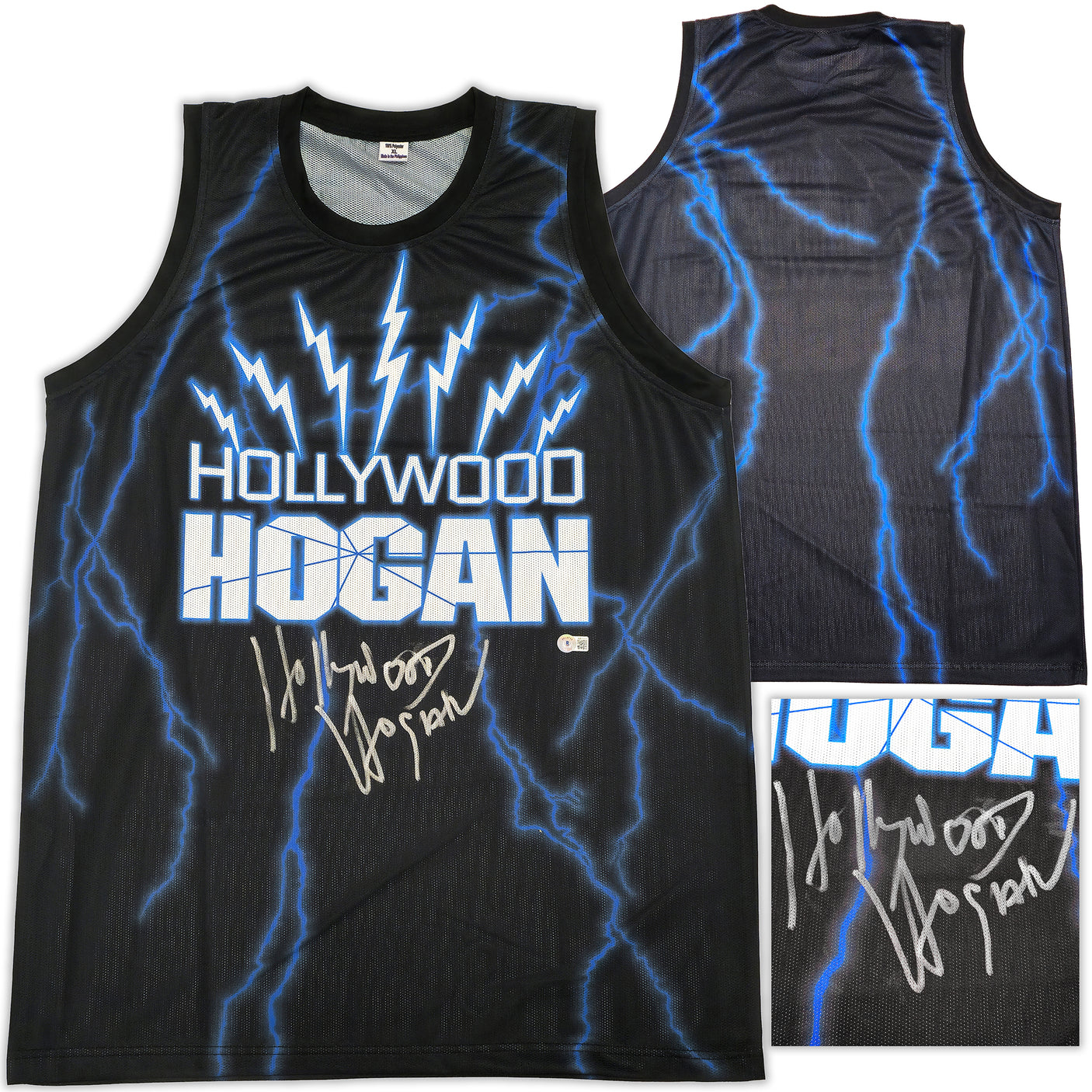 WWE Hulk Hogan Autographed Black Jersey "Hollywood Hogan" Beckett BAS Witness Stock #233368