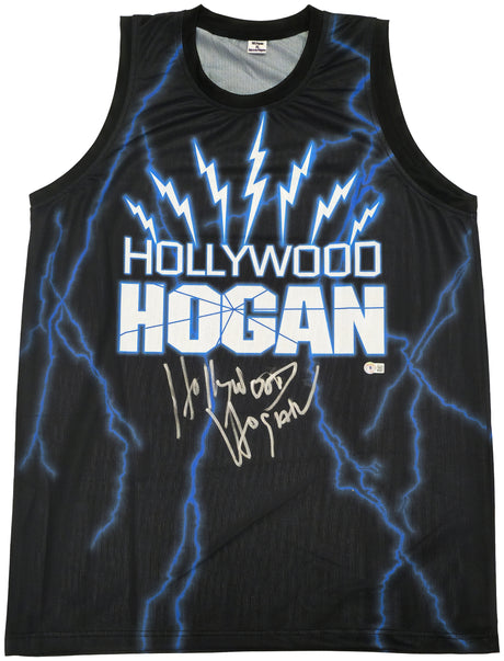 WWE Hulk Hogan Autographed Black Jersey "Hollywood Hogan" Beckett BAS Witness Stock #233368