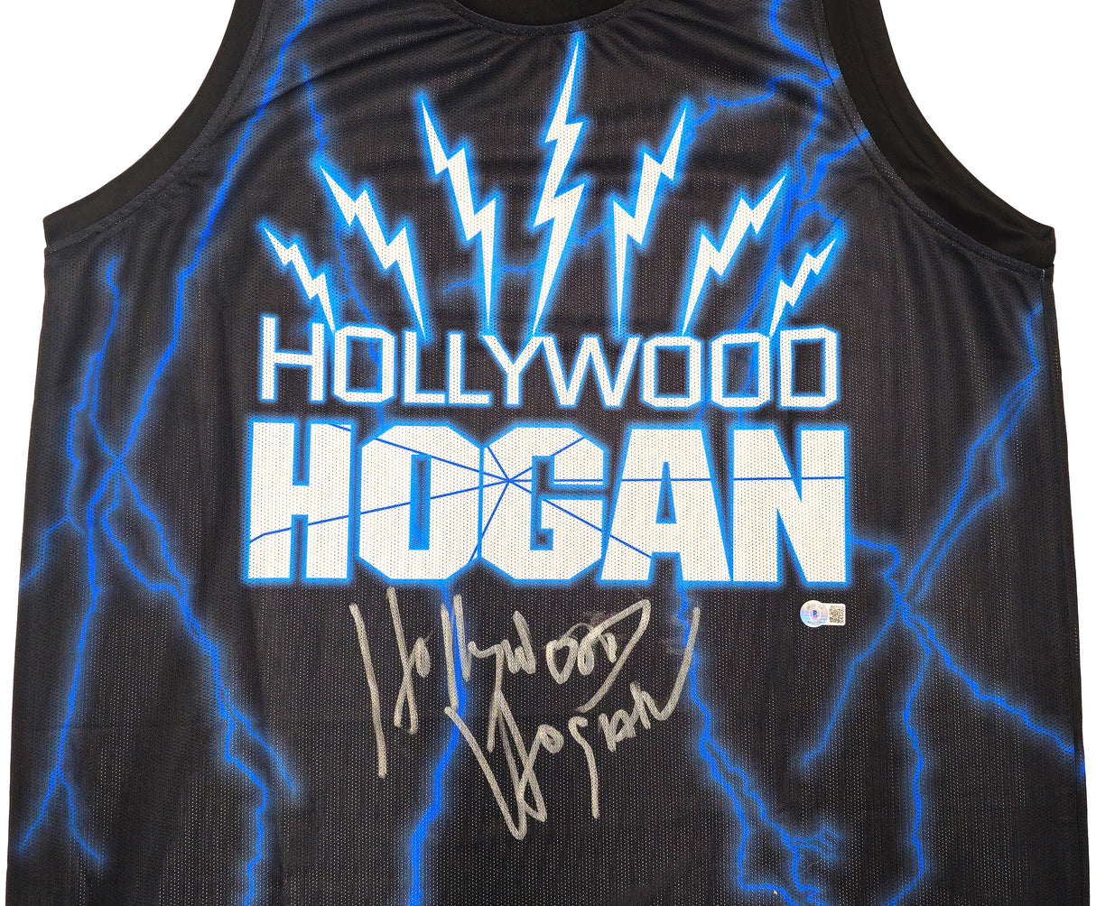 WWE Hulk Hogan Autographed Black Jersey "Hollywood Hogan" Beckett BAS Witness Stock #233368