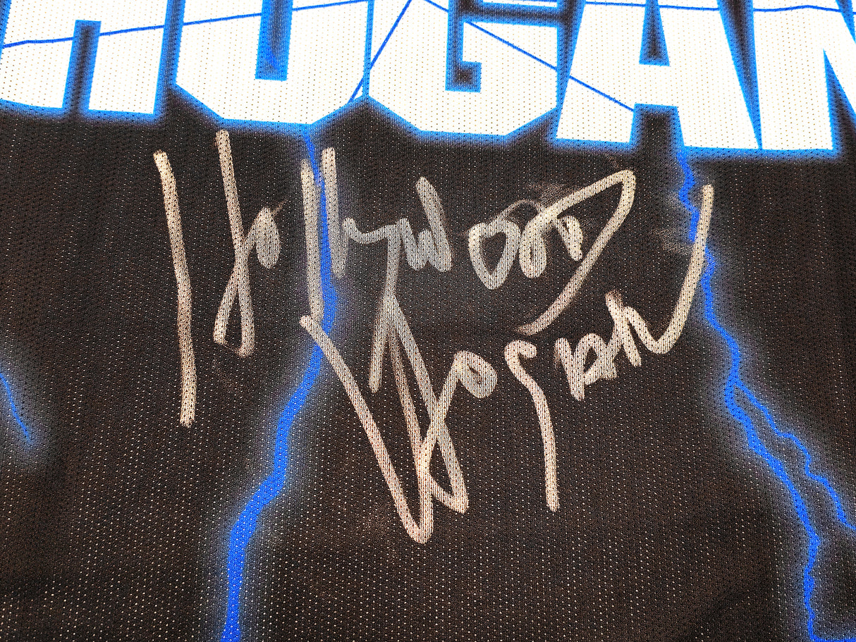 WWE Hulk Hogan Autographed Black Jersey "Hollywood Hogan" Beckett BAS Witness Stock #233368