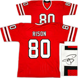 Atlanta Falcons Andre Rison Autographed Red Jersey "84 TD" JSA Stock #233379