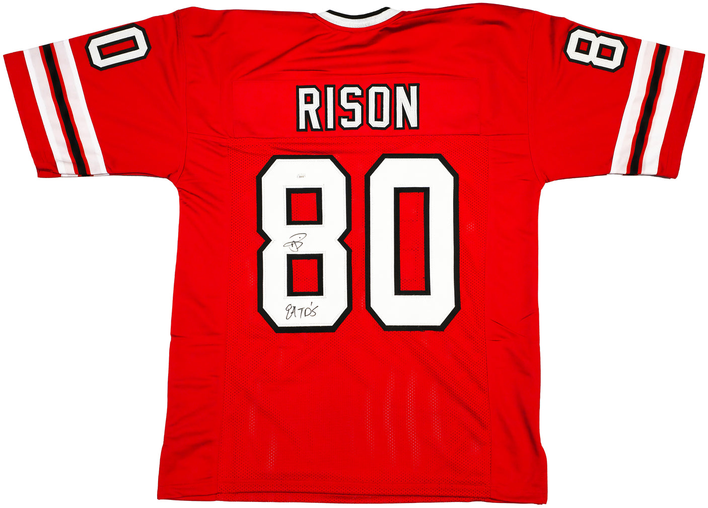 Atlanta Falcons Andre Rison Autographed Red Jersey "84 TD" JSA Stock #233379