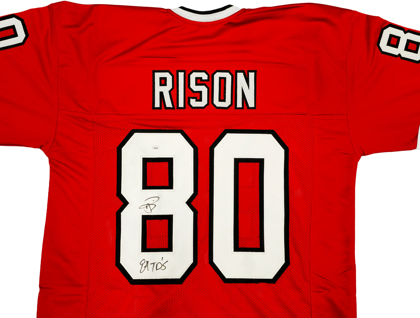 Atlanta Falcons Andre Rison Autographed Red Jersey "84 TD" JSA Stock #233379