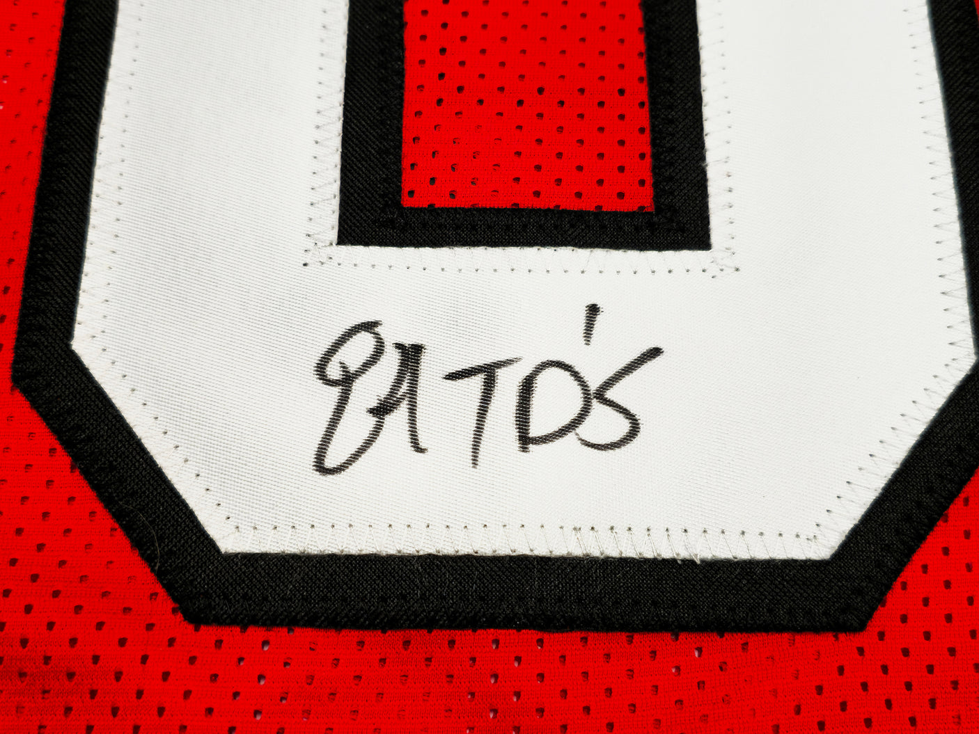 Atlanta Falcons Andre Rison Autographed Red Jersey "84 TD" JSA Stock #233379