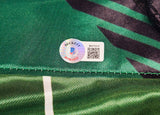 Belal Muhammad Autographed Green Fight Shorts Beckett BAS Witness Stock #233365