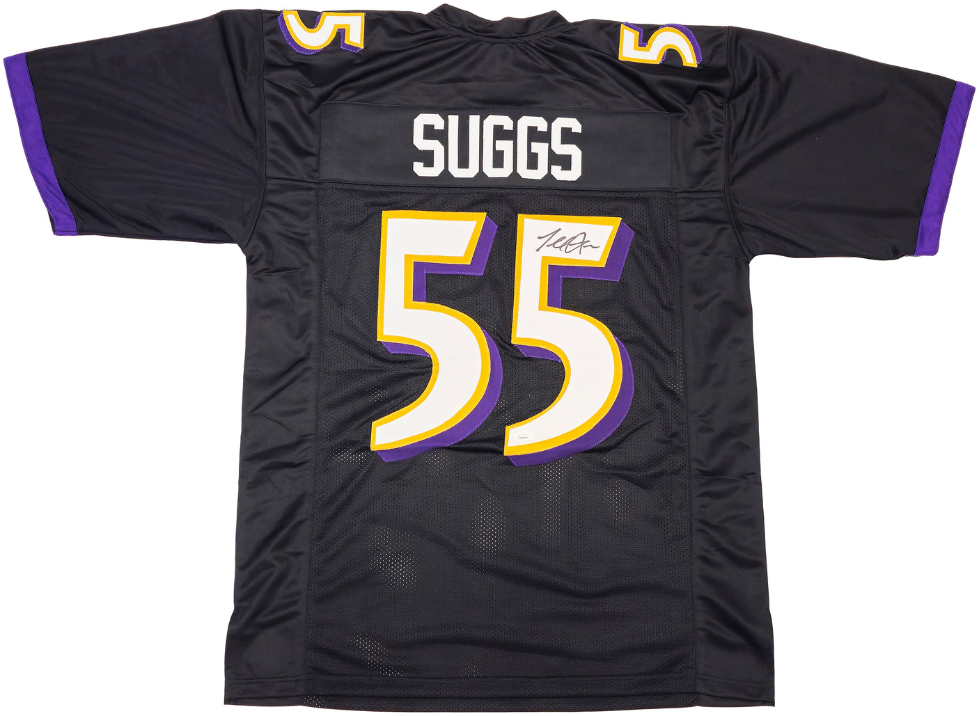Baltimore Ravens Terrell Suggs Autographed Black Jersey JSA Stock #233374