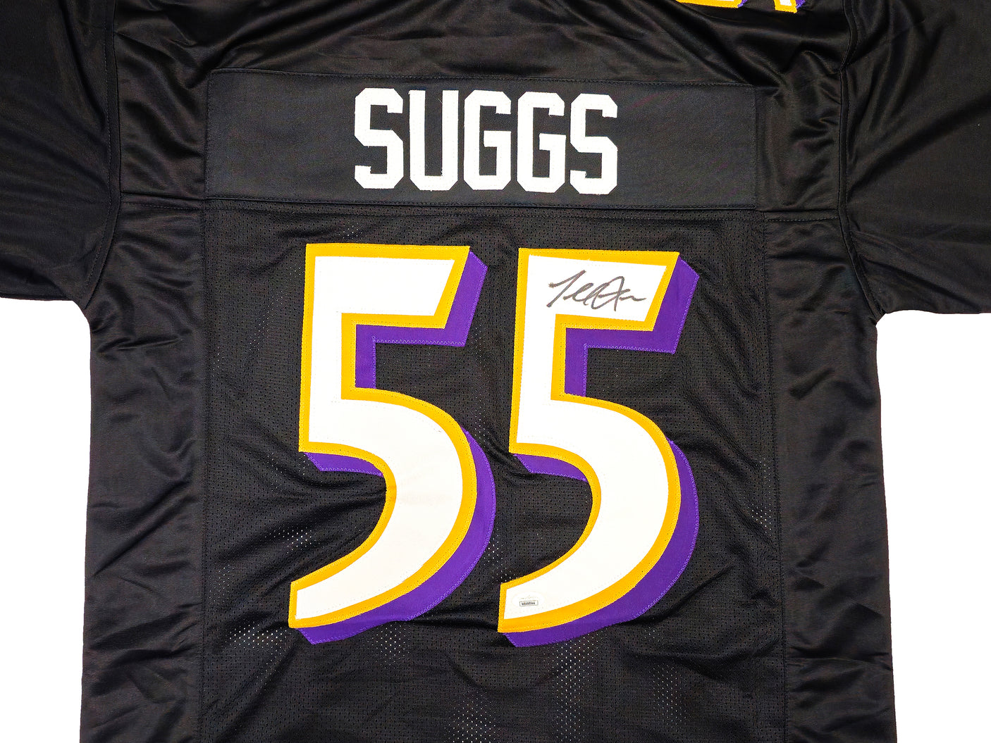 Baltimore Ravens Terrell Suggs Autographed Black Jersey JSA Stock #233374