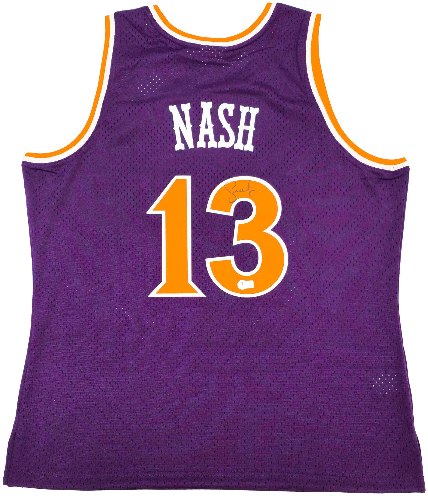 Phoenix Suns Steve Nash Autographed Purple Authentic Mitchell & Ness 2005-06 Hardwood Classic Swingman Jersey Size XL Beckett BAS Witness Stock #233680