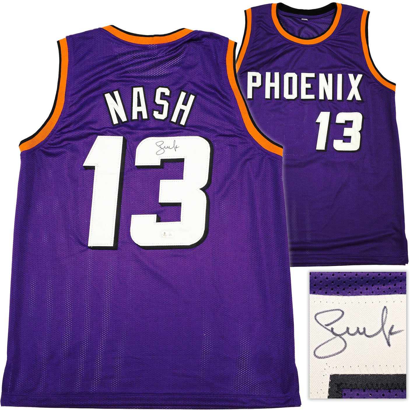 Phoenix Suns Steve Nash Autographed Purple Jersey Beckett BAS Witness Stock #233675