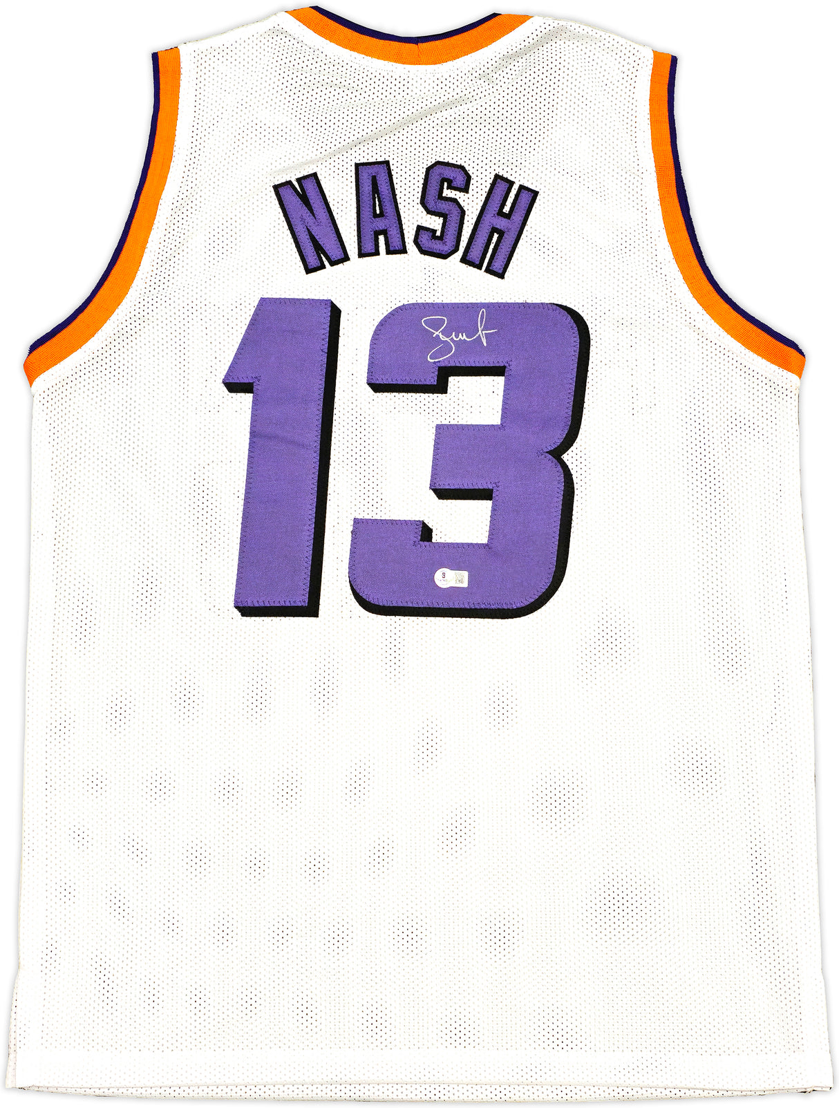 Phoenix Suns Steve Nash Autographed White Jersey Beckett BAS Witness Stock #233676