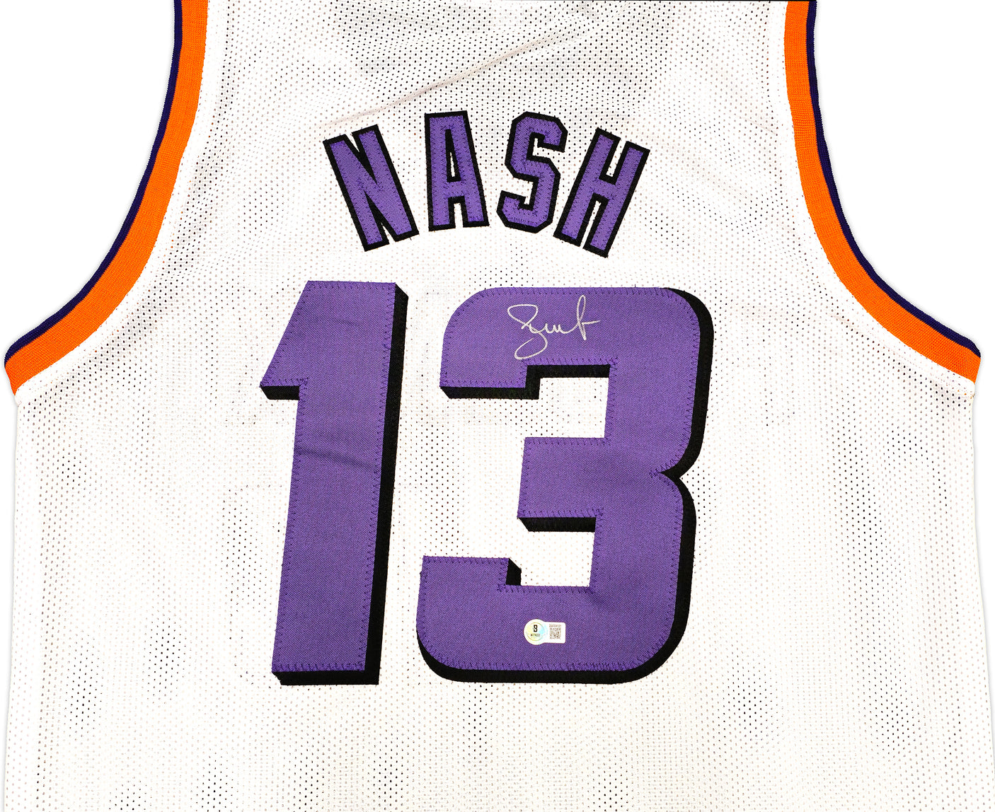 Phoenix Suns Steve Nash Autographed White Jersey Beckett BAS Witness Stock #233676