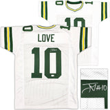 Green Bay Packers Jordan Love Autographed White Jersey Beckett BAS Witness Stock #232821