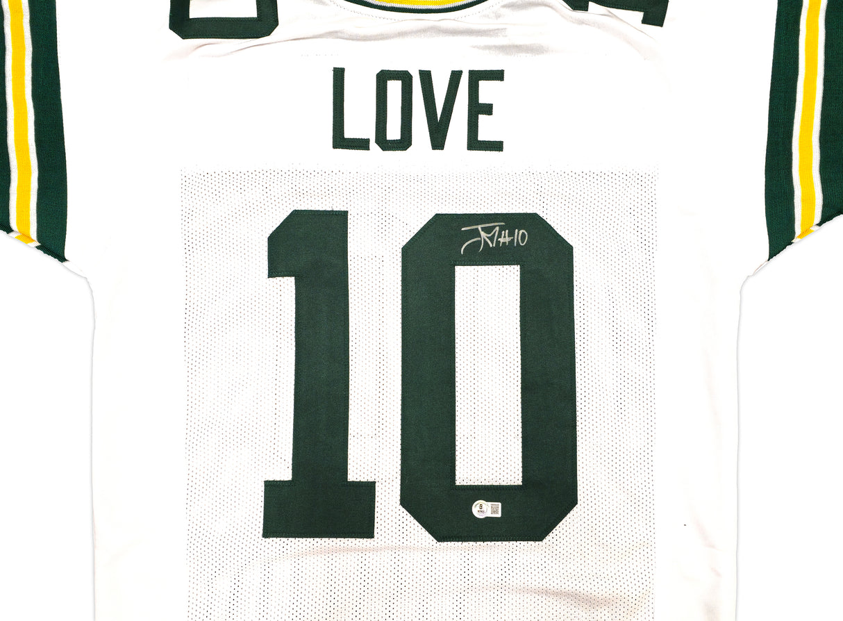 Green Bay Packers Jordan Love Autographed White Jersey Beckett BAS Witness Stock #232821