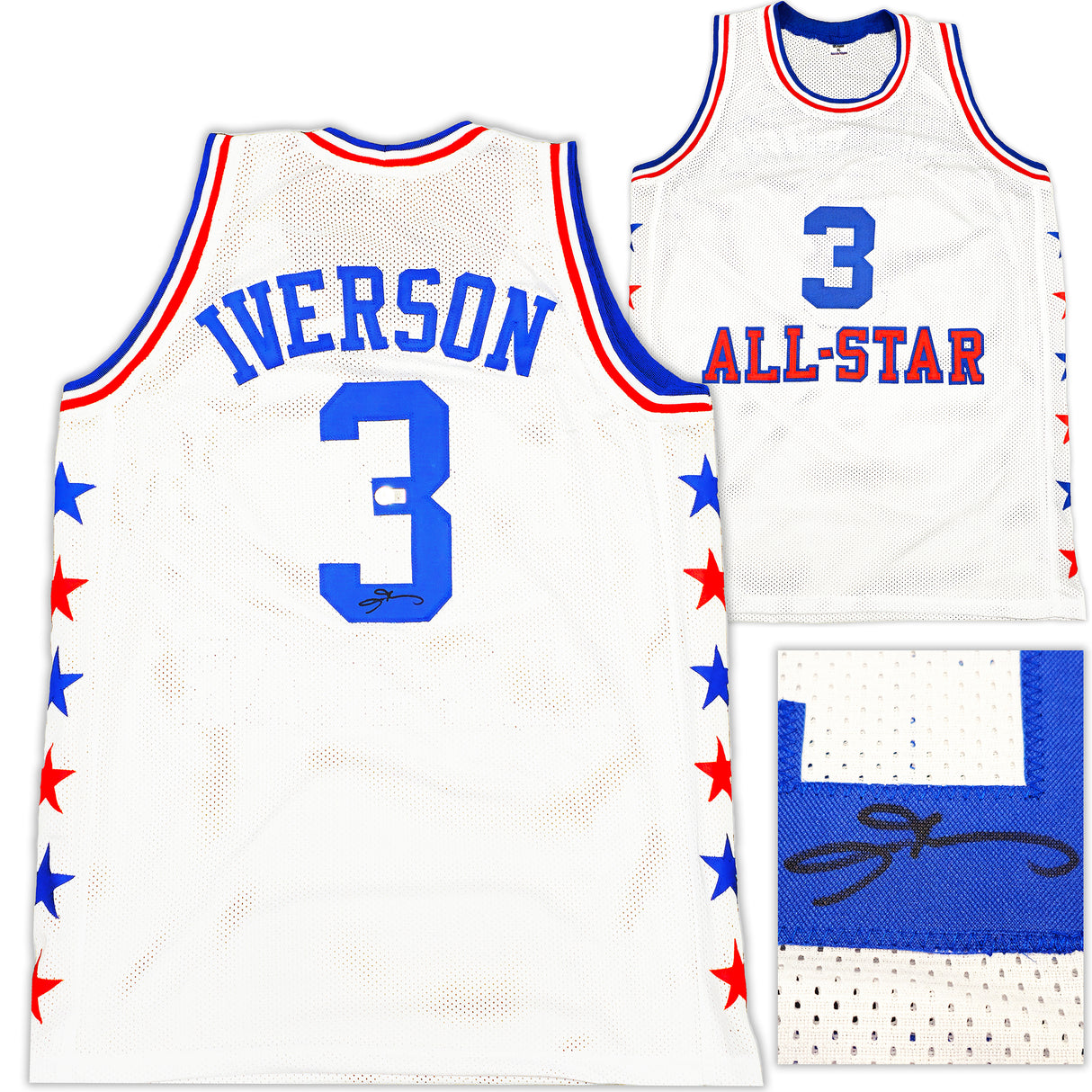 Philadelphia 76ers Allen Iverson Autographed White All Star Jersey Beckett BAS Witness Stock #233363