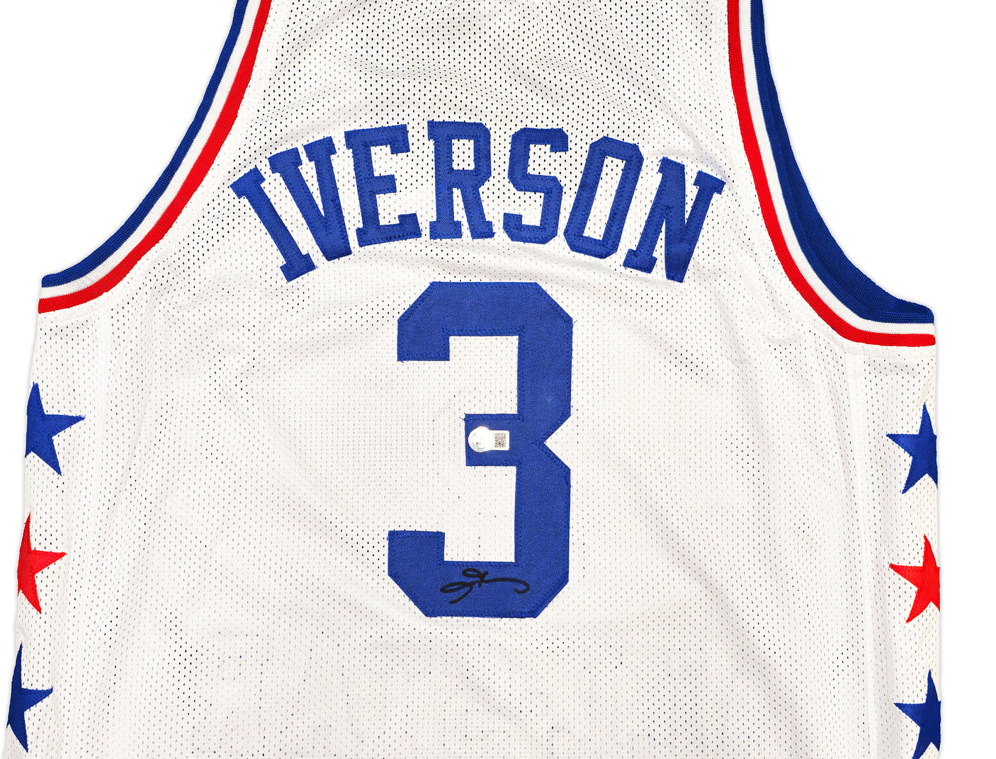 Philadelphia 76ers Allen Iverson Autographed White All Star Jersey Beckett BAS Witness Stock #233363