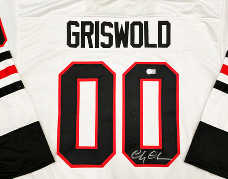 Christmas Vacation Chevy Chase Autographed White Jersey Griswold Beckett BAS QR Stock #233372