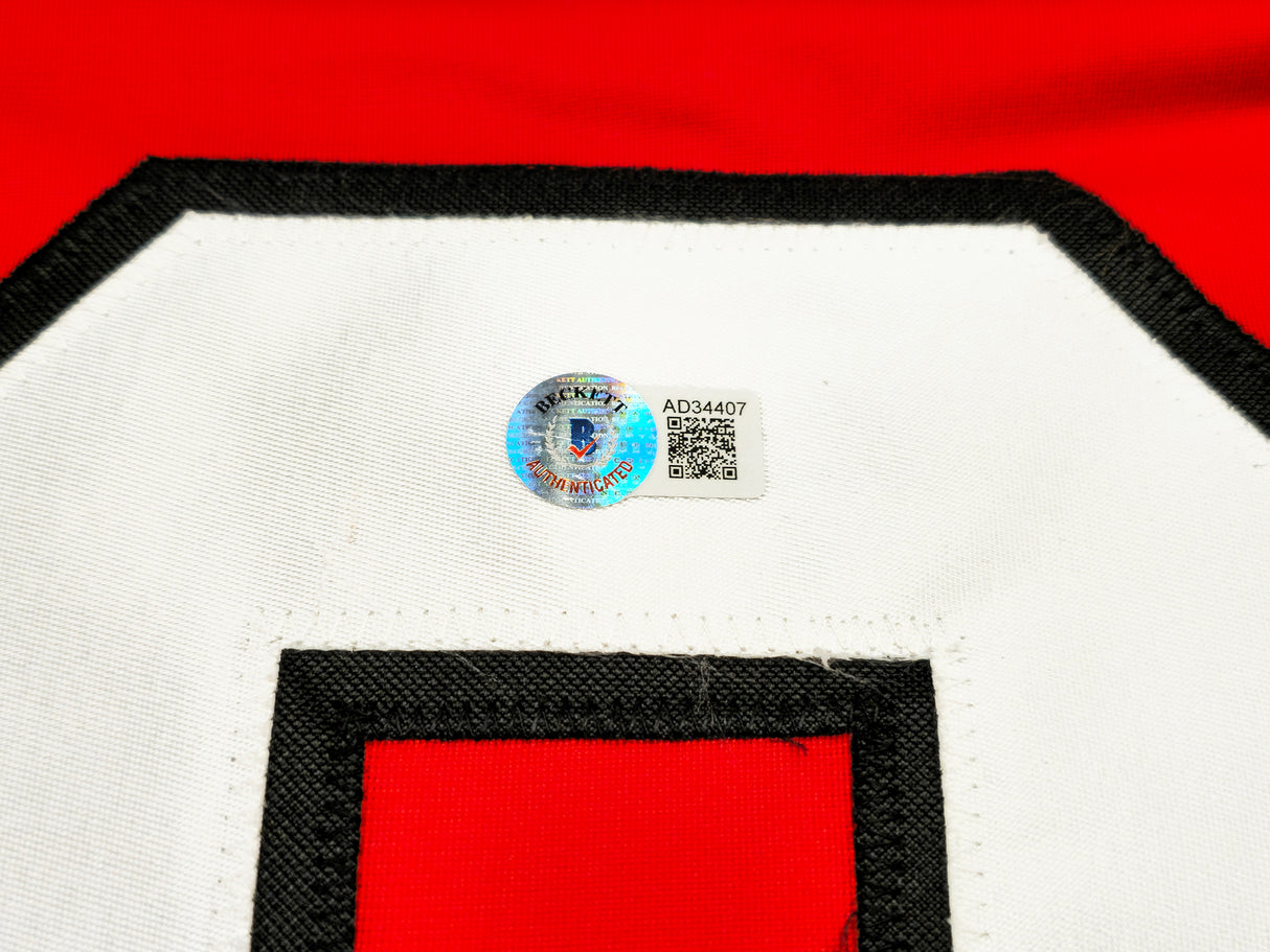 Christmas Vacation Chevy Chase Autographed Red Jersey Griswold Beckett BAS QR Stock #233371