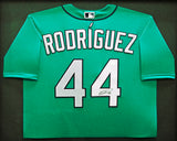 Seattle Mariners Julio Rodriguez Autographed Framed Teal Nike Jersey JSA Stock #218628