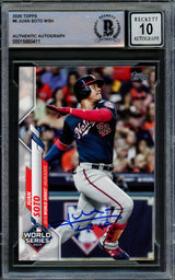 Juan Soto Autographed 2020 Topps Card #6 New York Mets Auto Grade Gem Mint 10 Beckett BAS Stock #218669