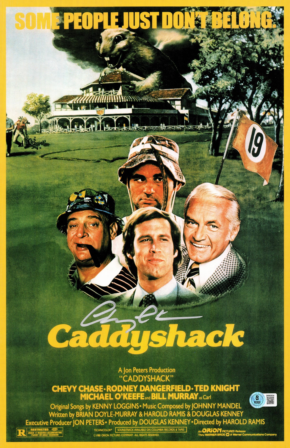 Chevy Chase Autographed Orion Pictures 11x17 Caddyshack Movie Poster Beckett BAS Witness Stock #233719