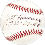 Joe Hauser Autographed Official League Baseball Baltimore Orioles, Oakland A's "1933 69 HR" Beckett BAS QR #BN13295