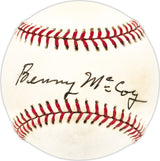 Benny McCoy Autographed Official AL Baseball Tigers, Phil. A's Beckett BAS QR #BN13187