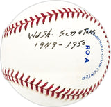 Lloyd Hittle Autographed Official AL Baseball Washington Senators "Wash. Senators 1949-50" Beckett BAS QR #BN13209