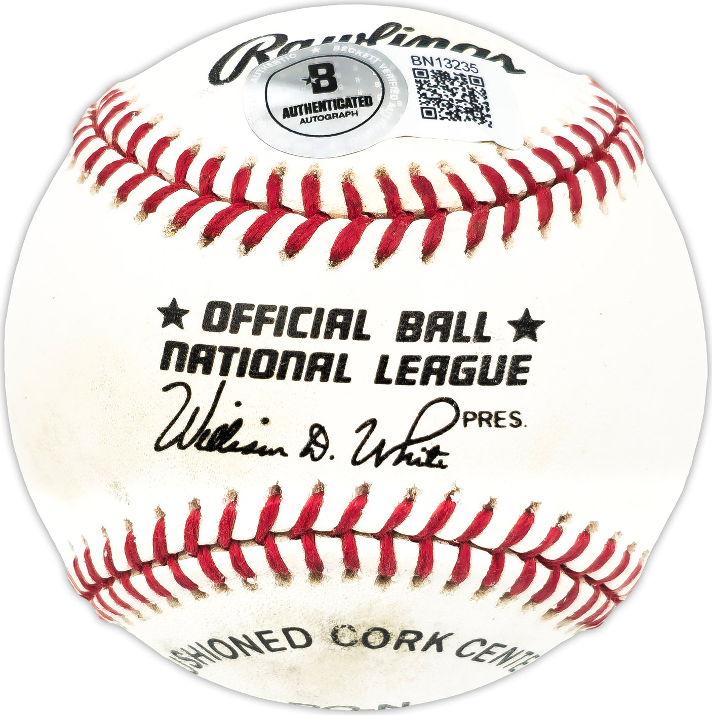 Ed Albosta Autographed Official NL Baseball Brooklyn Dodgers Beckett BAS QR #BN13235