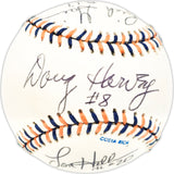 1992 MLB All Star Game Umpires Autographed Official 1992 All Star Game Logo MLB Baseball With 5 Signatures Including Doug Harvey JSA #LL64977