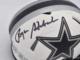 Roger Staubach Autographed Dallas Cowboys Lunar Eclipse White Speed Mini Helmet Beckett BAS Witness #WK18256