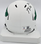 Michael Carter Autographed New York Jets Lunar Eclipse White Speed Mini Helmet Beckett BAS Witness #WM68438