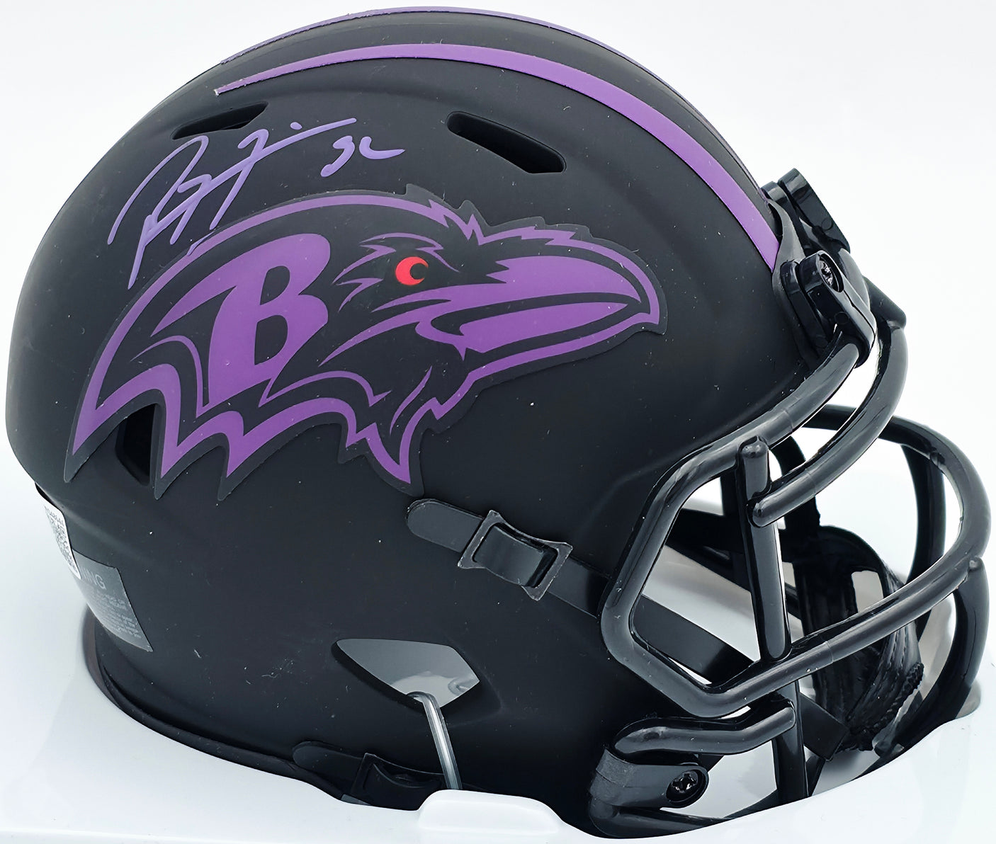 Ray Lewis Autographed Baltimore Ravens Eclipse Black Speed Mini Helmet Beckett BAS Witness #WS48644