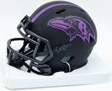Ray Lewis Autographed Baltimore Ravens Eclipse Black Speed Mini Helmet Beckett BAS Witness #WS48644