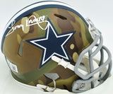 Tony Dorsett Autographed Dallas Cowboys Camo Brown Speed Mini Helmet Beckett BAS Witness #WY84410