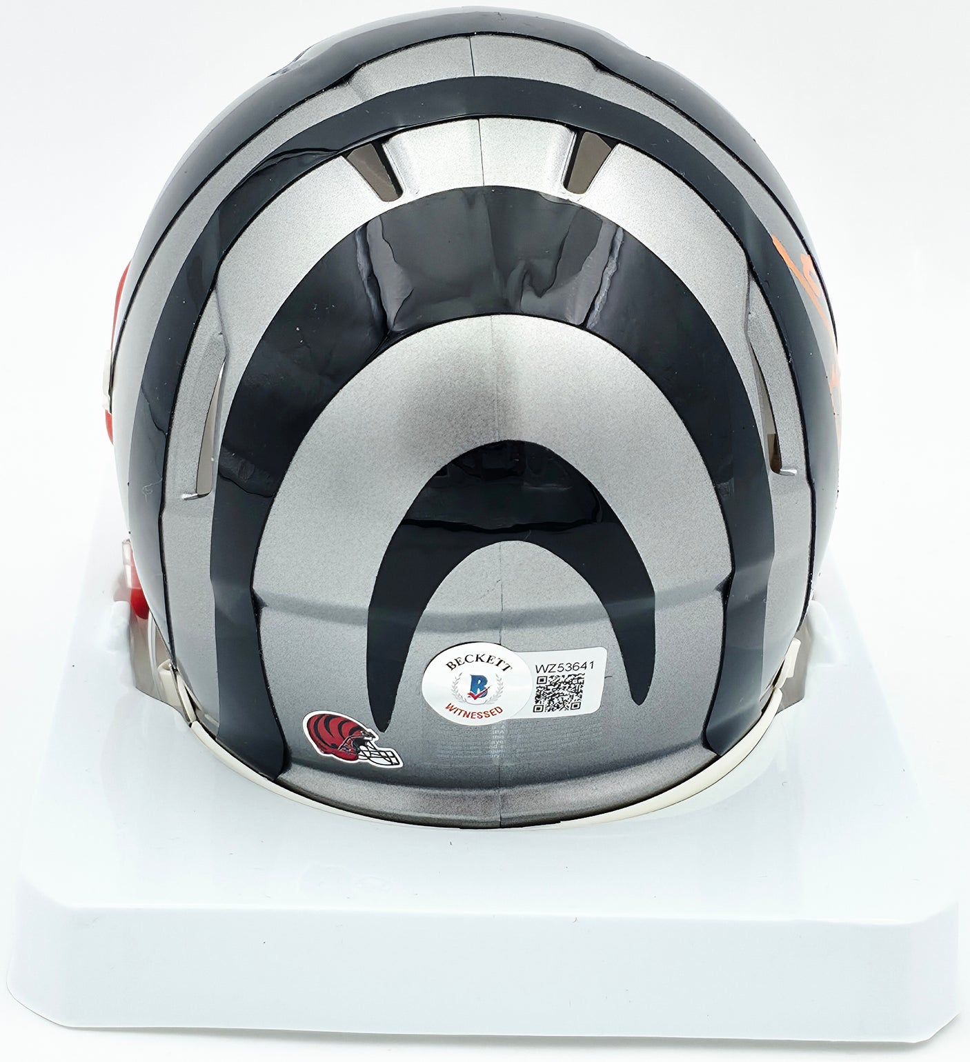 Boomer Esiason Autographed Cincinnati Bengals Flash Silver Speed Mini Helmet Beckett BAS Witness #WZ53641