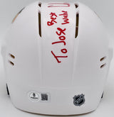 Chris Chelios Autographed Chicago Blackhawks White Speed Mini Helmet "To Jose Best Wishes HOF 2013" Beckett BAS QR #BS30487