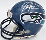 Steve Hutchinson Autographed Seattle Seahawks Blue Mini Helmet Beckett BAS QR #BS30343