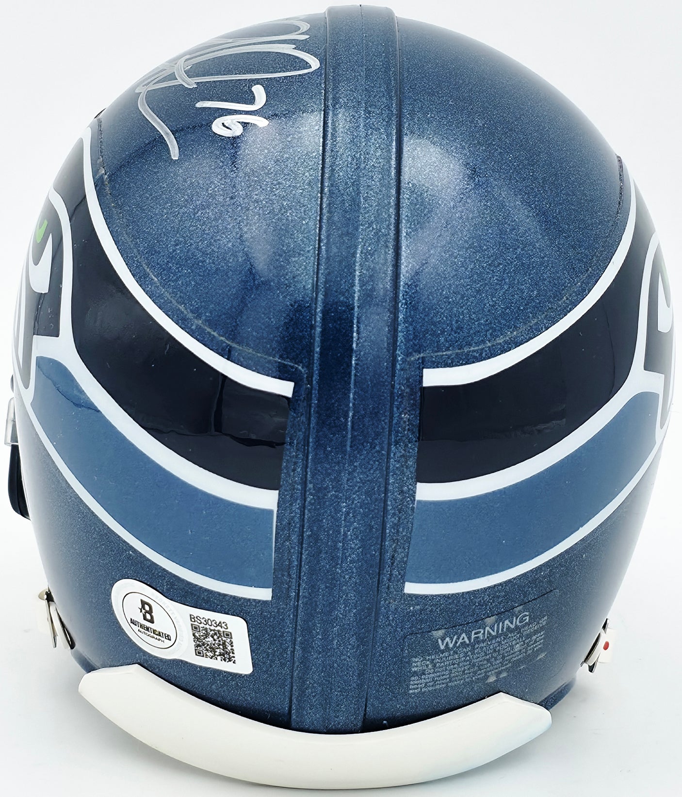 Steve Hutchinson Autographed Seattle Seahawks Blue Mini Helmet Beckett BAS QR #BS30343