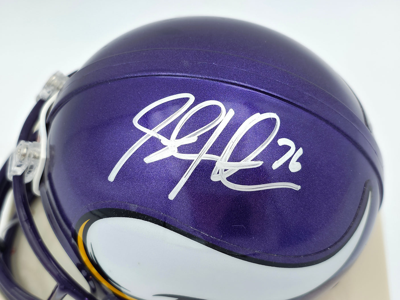 Steve Hutchinson Autographed Minnesota Vikings Purple Mini Helmet Beckett BAS QR #BS30342