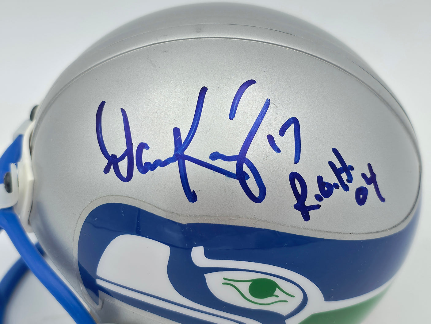 Dave Krieg Autographed Seattle Seahawks Throwback Silver Mini Helmet "ROH 04" Beckett BAS QR #BS30439