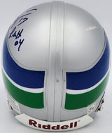 Dave Krieg Autographed Seattle Seahawks Throwback Silver Mini Helmet "ROH 04" Beckett BAS QR #BS30439